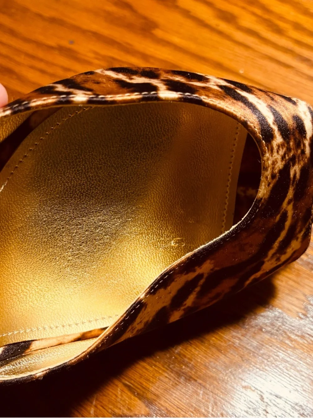 Nina Leopard Print Satin Ankle Strap Platform Open Toe Heels Tan Brown Size 9.5